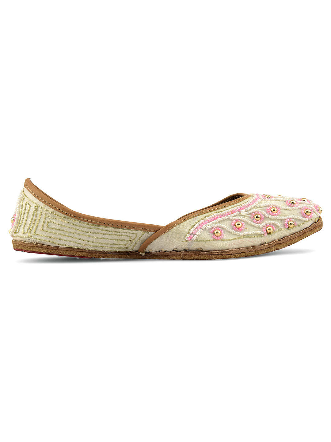 DESI COLOUR Women Off White Ethnic Punjabi Jutti