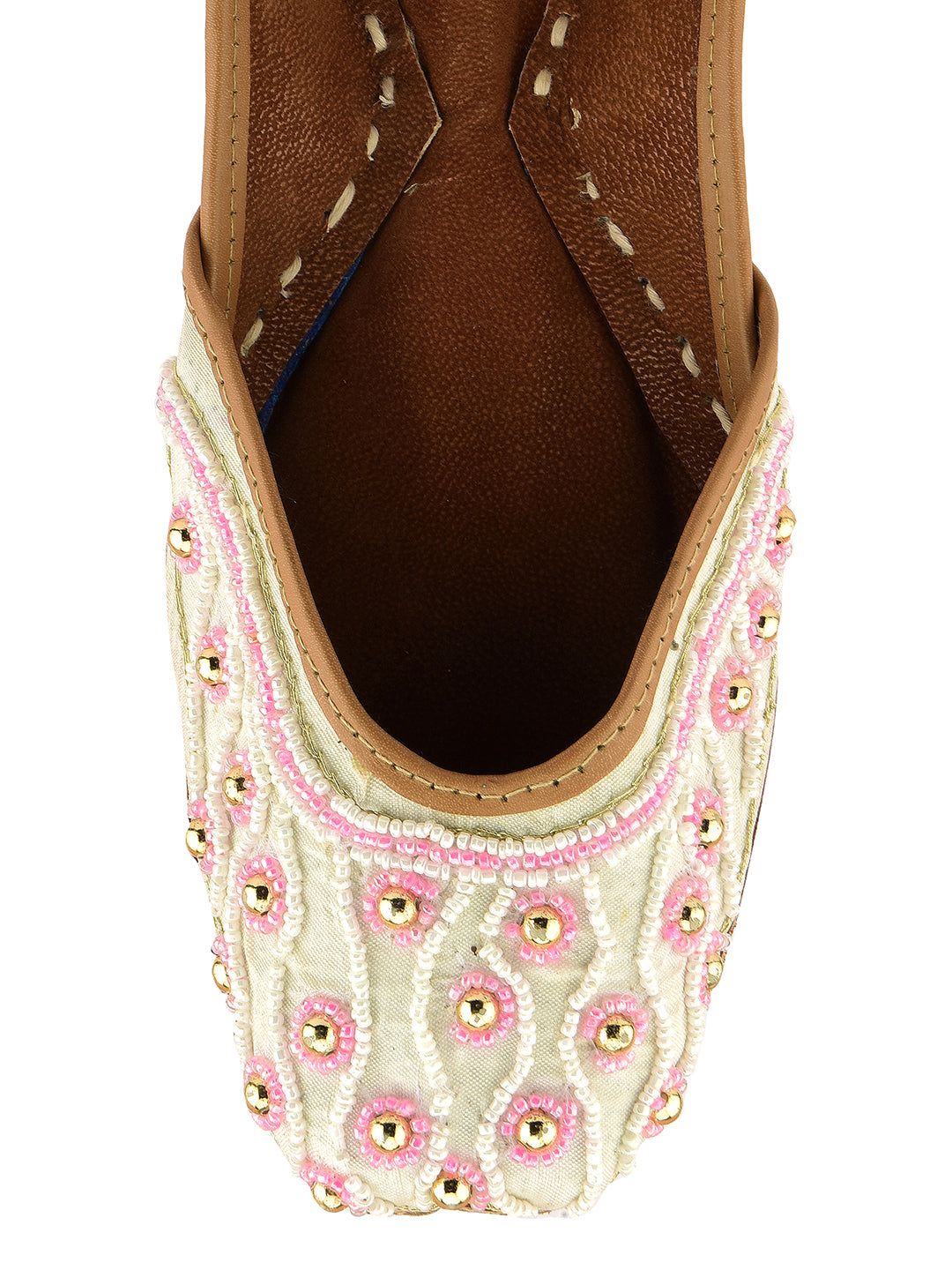 DESI COLOUR Women Off White Ethnic Punjabi Jutti
