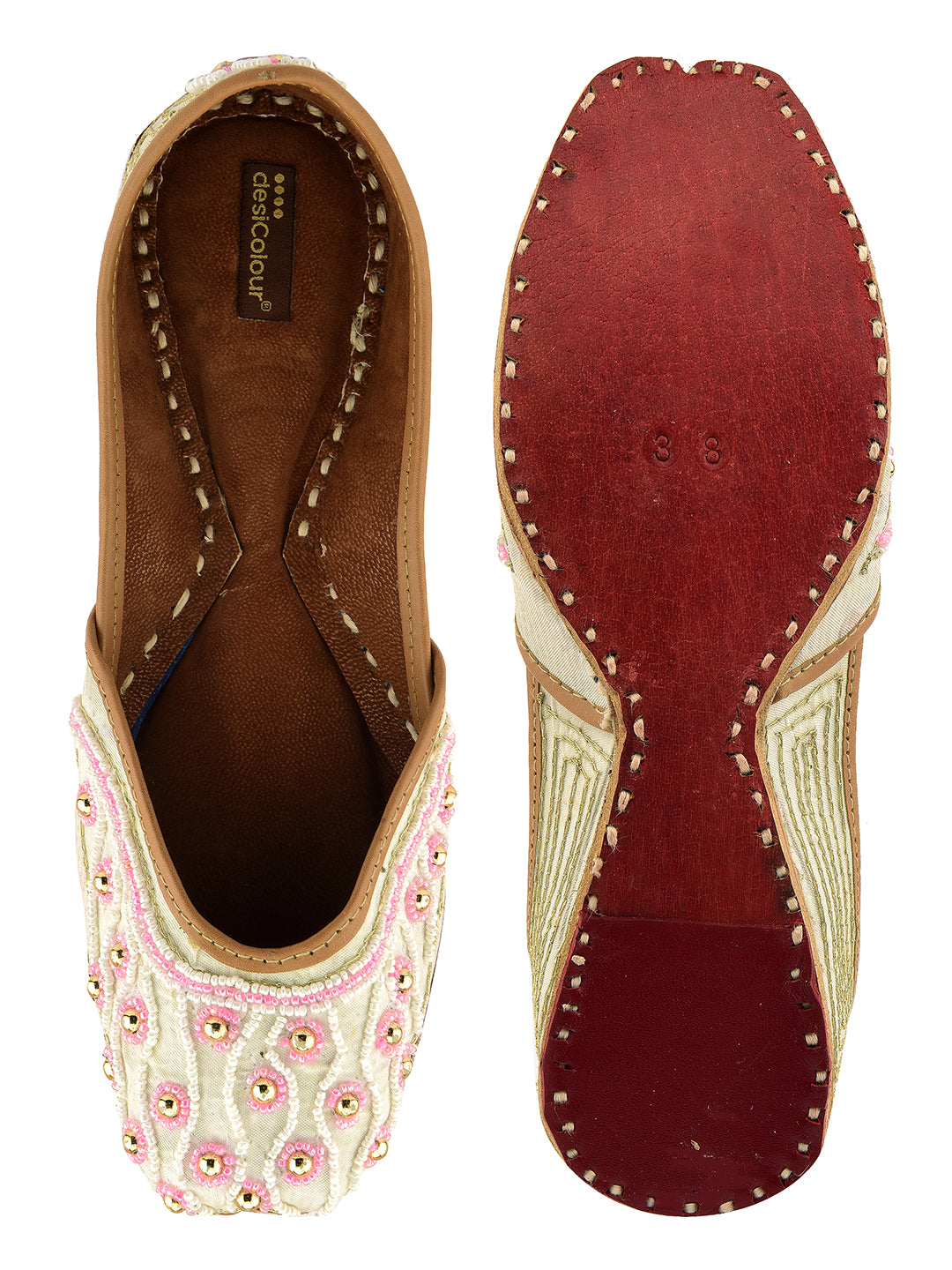 DESI COLOUR Women Off White Ethnic Punjabi Jutti
