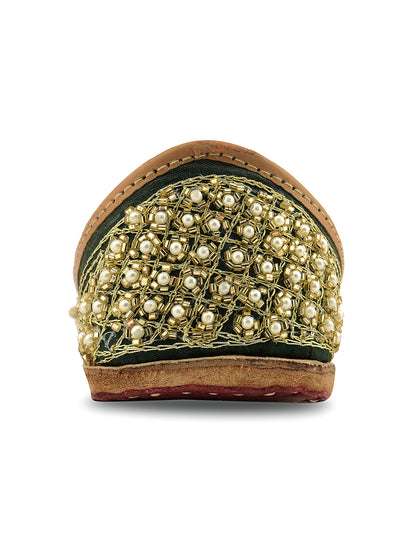 DESI COLOUR Women Green Ethnic Punjabi Jutti
