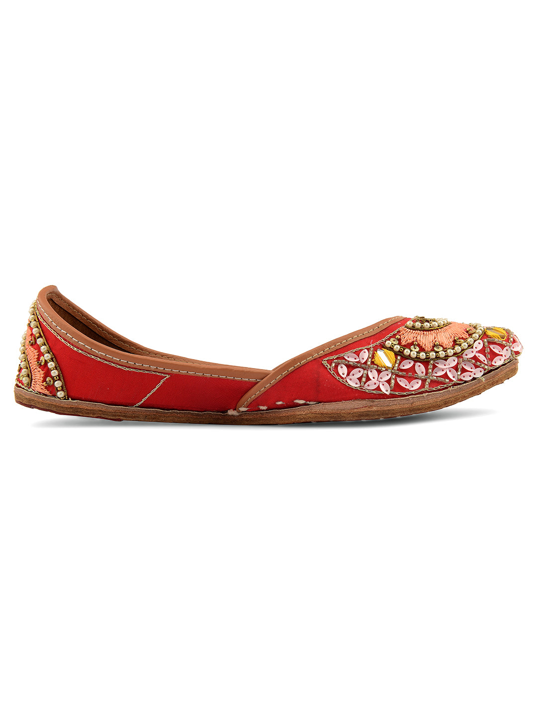 DESI COLOUR Women Red Ethnic Punjabi Jutti