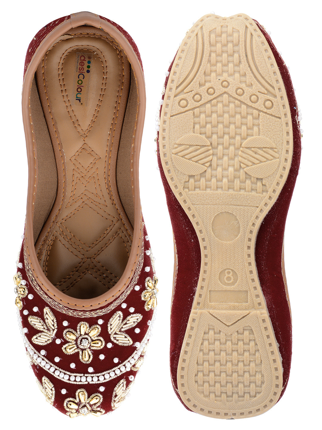 DESI COLOUR Women Maroon Ethnic Punjabi Jutti