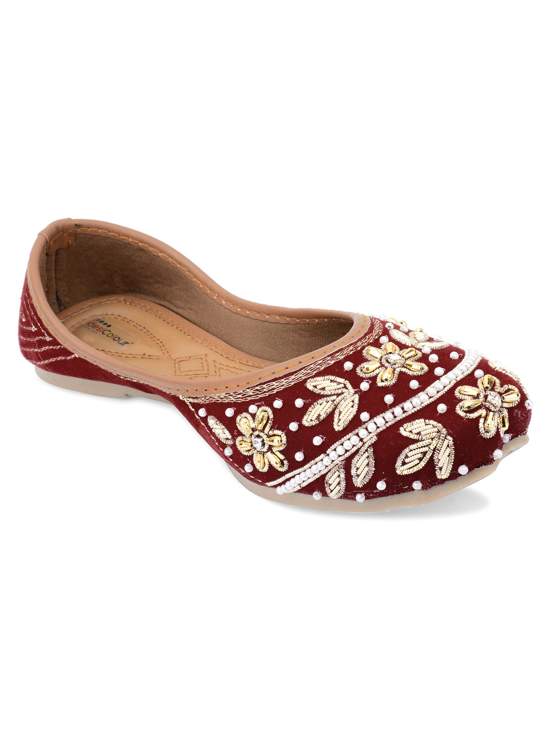 DESI COLOUR Women Maroon Ethnic Punjabi Jutti