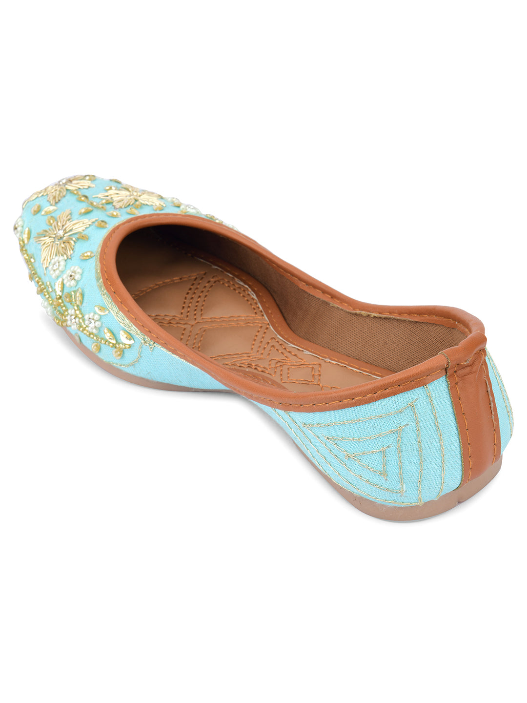 DESI COLOUR Women Sea Green Ethnic Punjabi Jutti