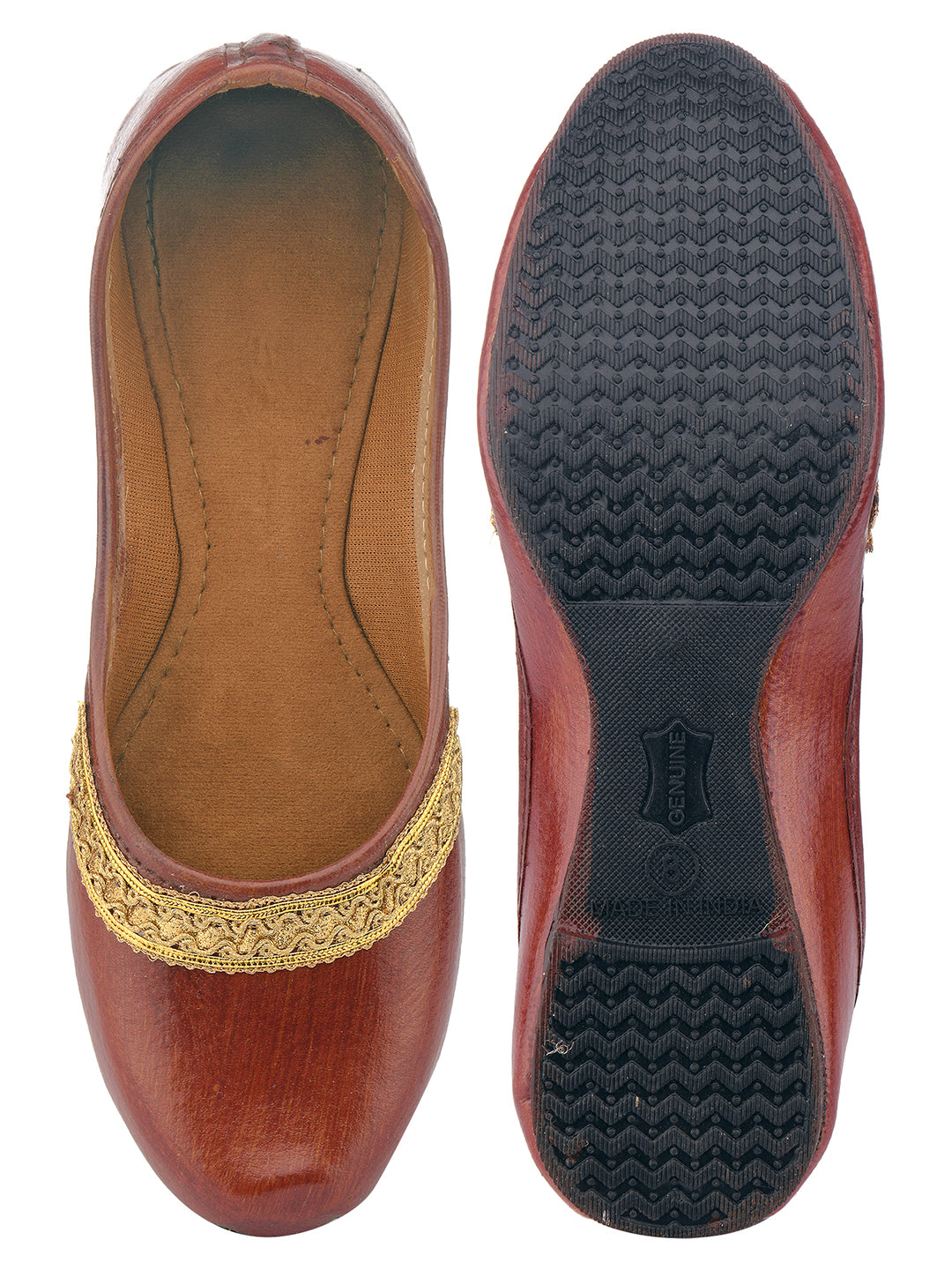 DESI COLOUR Women Brown Ethnic Mojaris Flats
