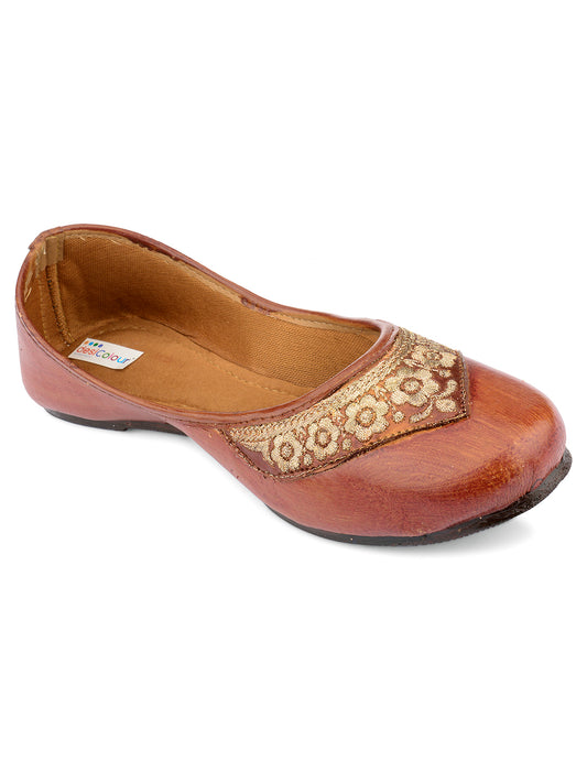 DESI COLOUR Women Brown Ethnic Mojaris Flats