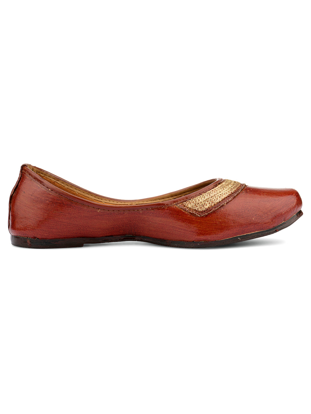 DESI COLOUR Women Brown Ethnic Mojaris Flats