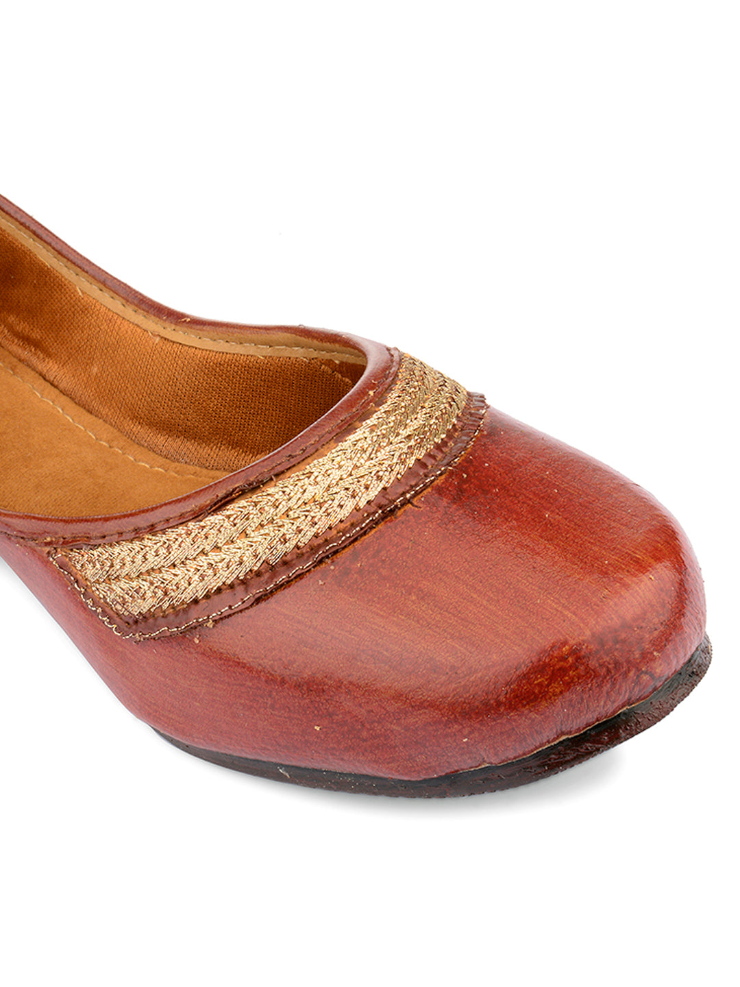 DESI COLOUR Women Brown Ethnic Mojaris Flats
