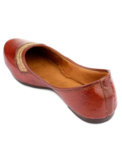 DESI COLOUR Women Brown Ethnic Mojaris Flats