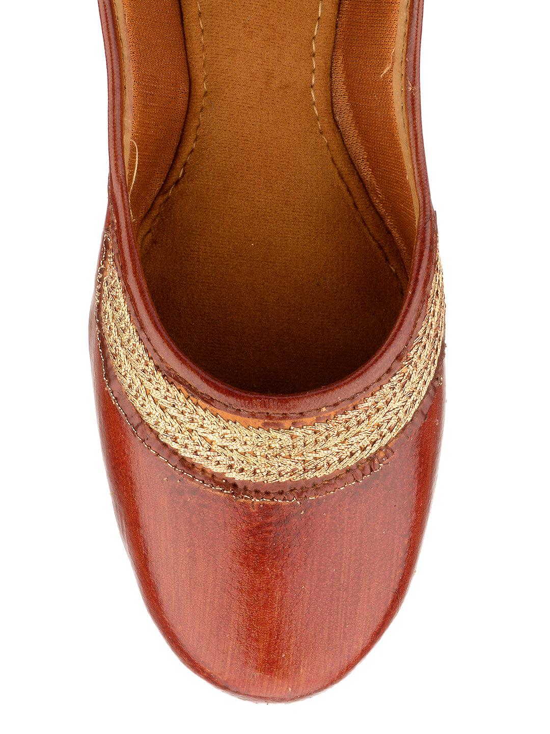 DESI COLOUR Women Brown Ethnic Mojaris Flats