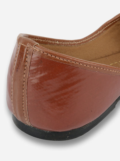 DESI COLOUR Women Brown Ethnic Ballerinas Flats
