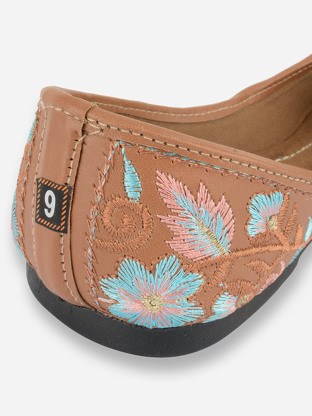 DESI COLOUR Women Peach-Coloured Ethnic Ballerinas with Embroidered Flats