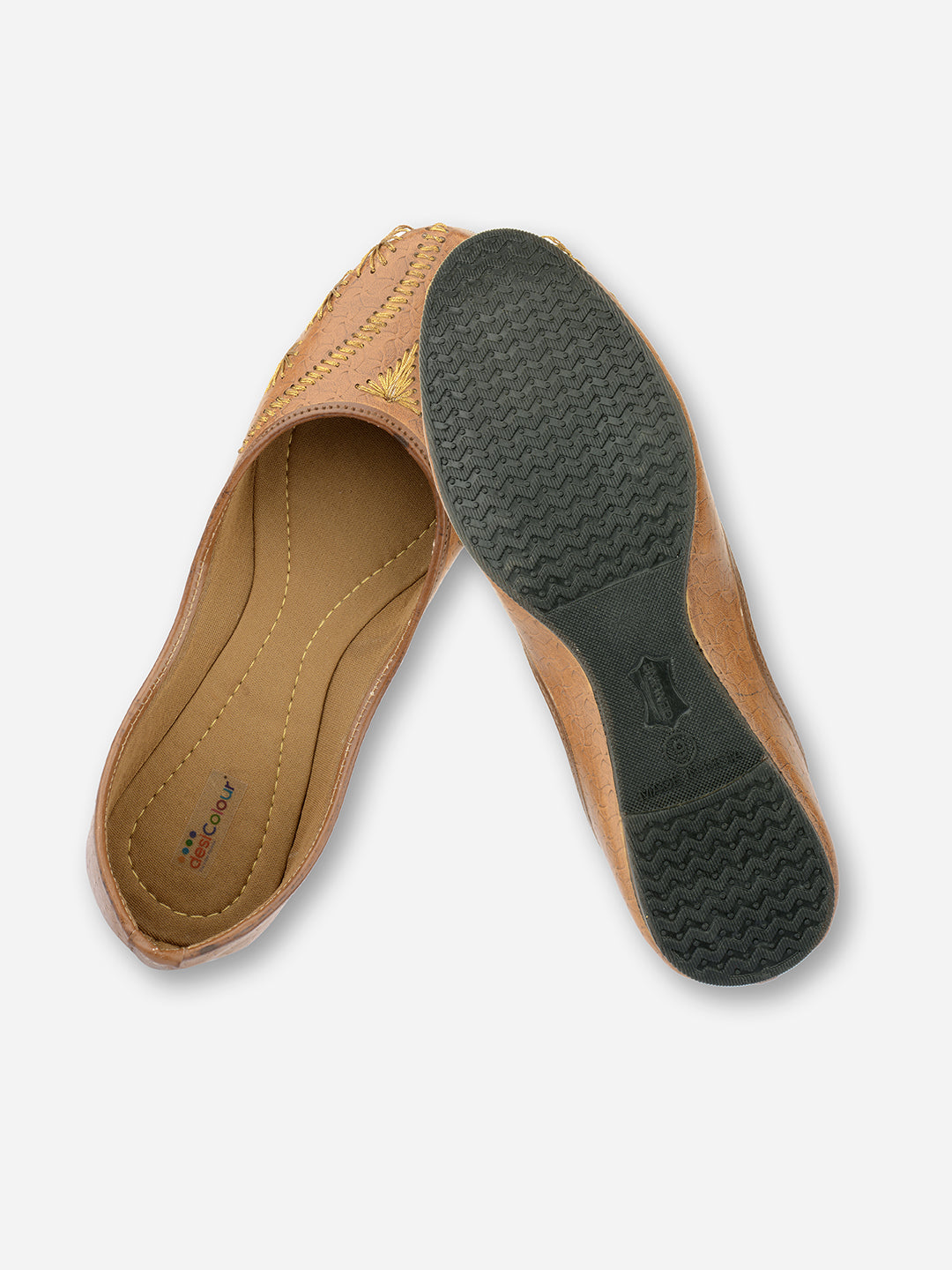 DESI COLOUR Women Brown Ethnic Ballerinas Flats