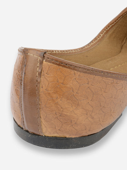 DESI COLOUR Women Brown Ethnic Ballerinas Flats