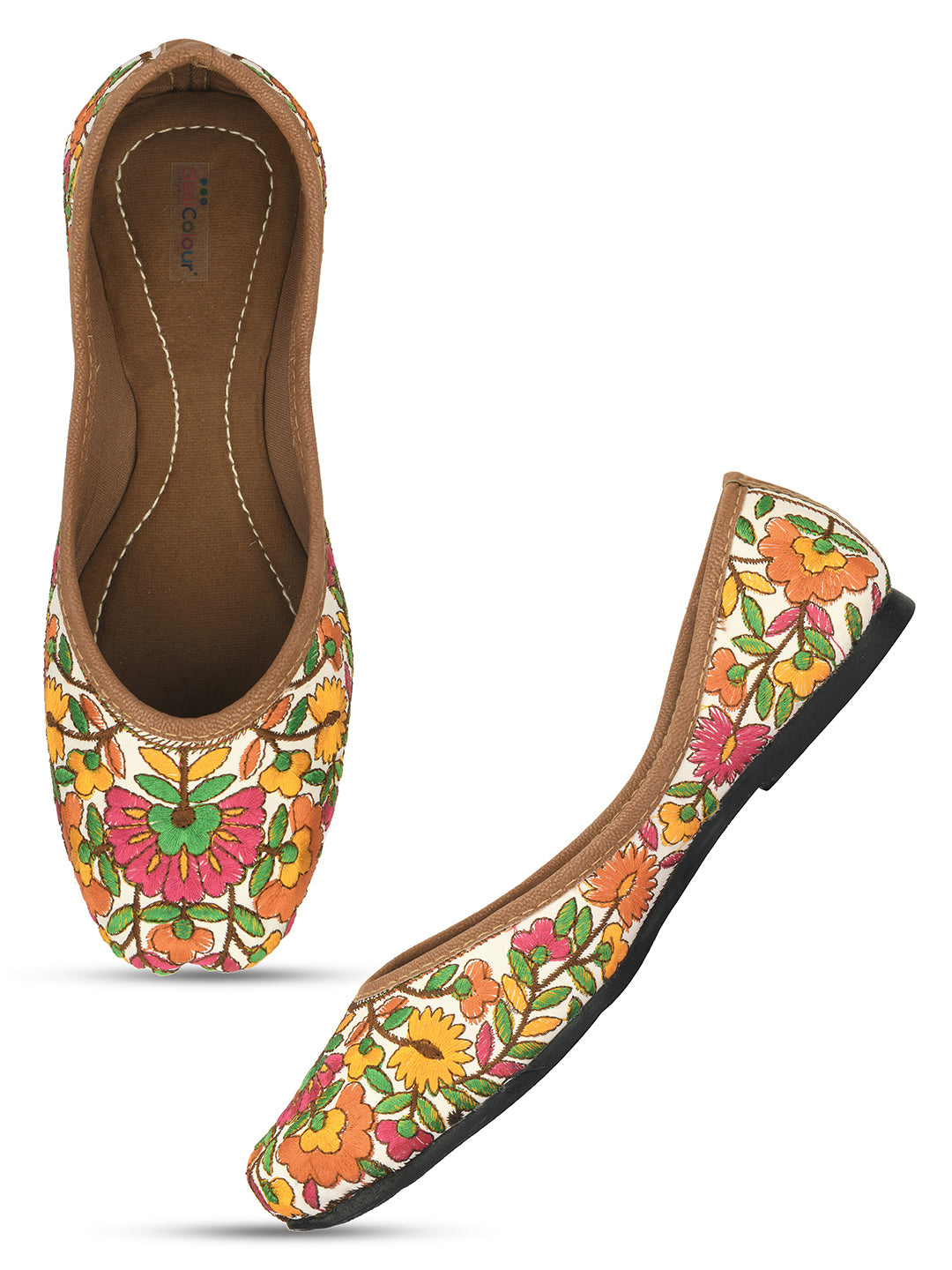 DESI COLOUR Women Multicoloured Printed Ethnic Mojaris Flats