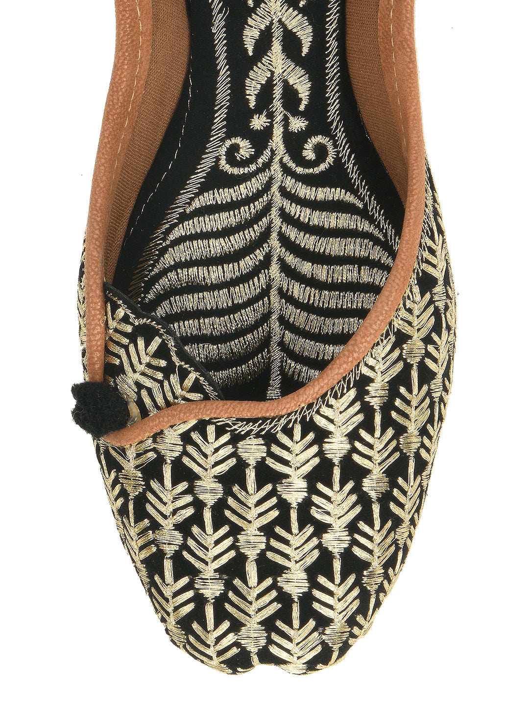 DESI COLOUR Women Black Embroidered Mojari