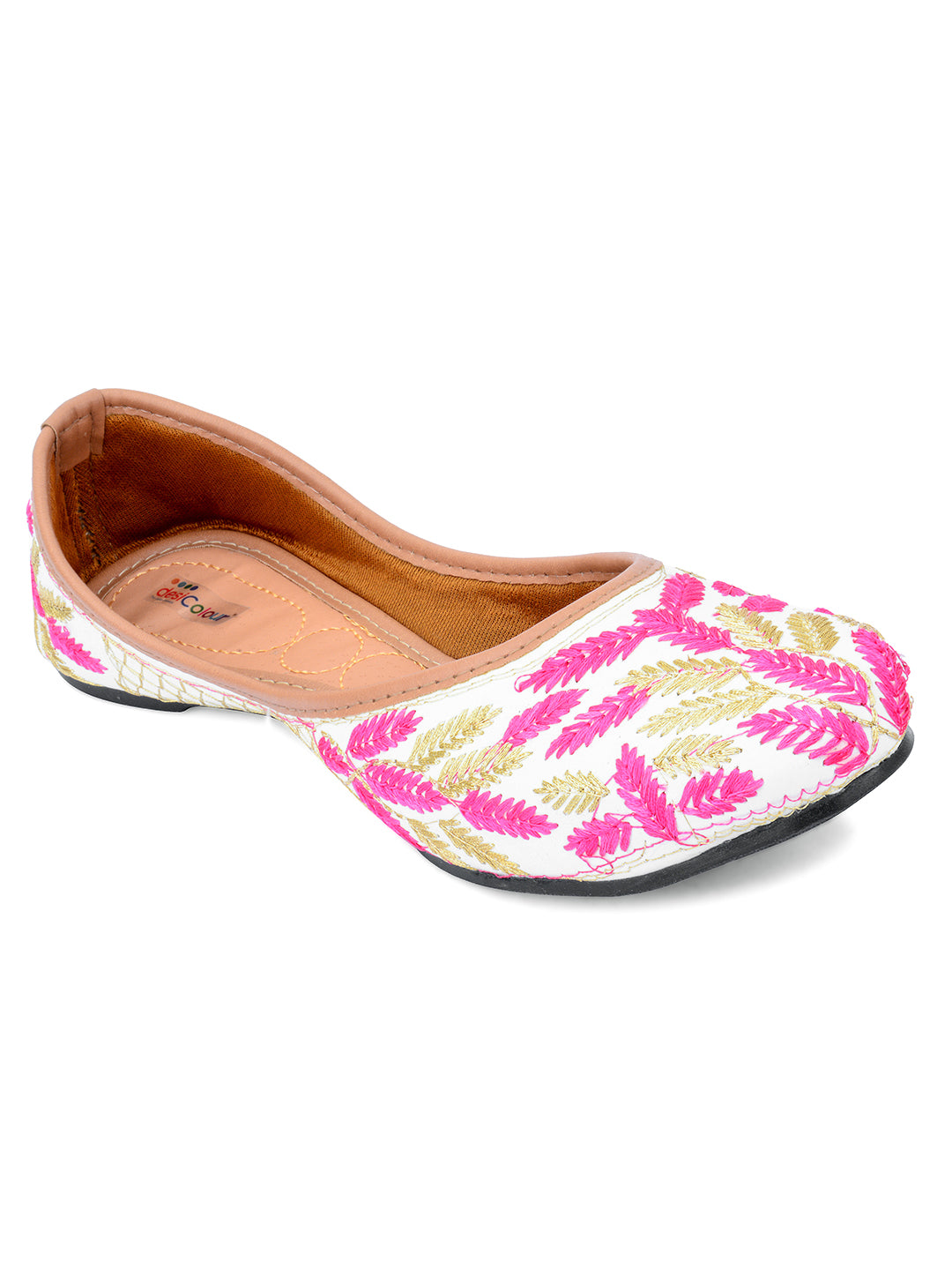 DESI COLOUR Women Yellow Ethnic Mojaris Flats
