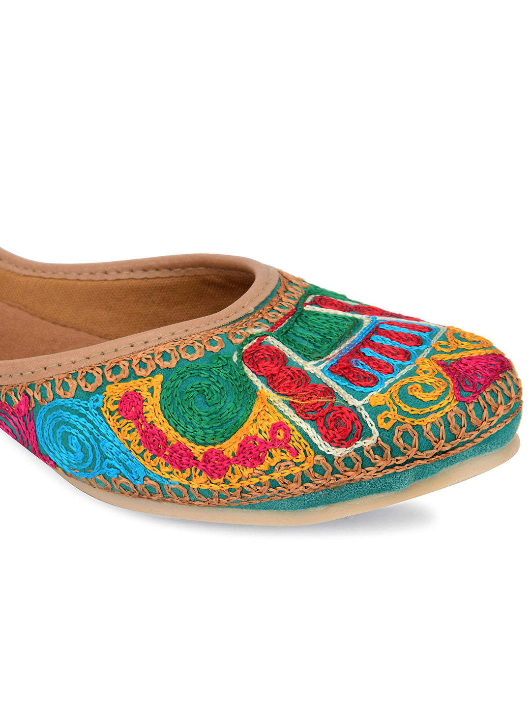 DESI COLOUR Women Multicoloured Embellished Ethnic Mojaris Flats