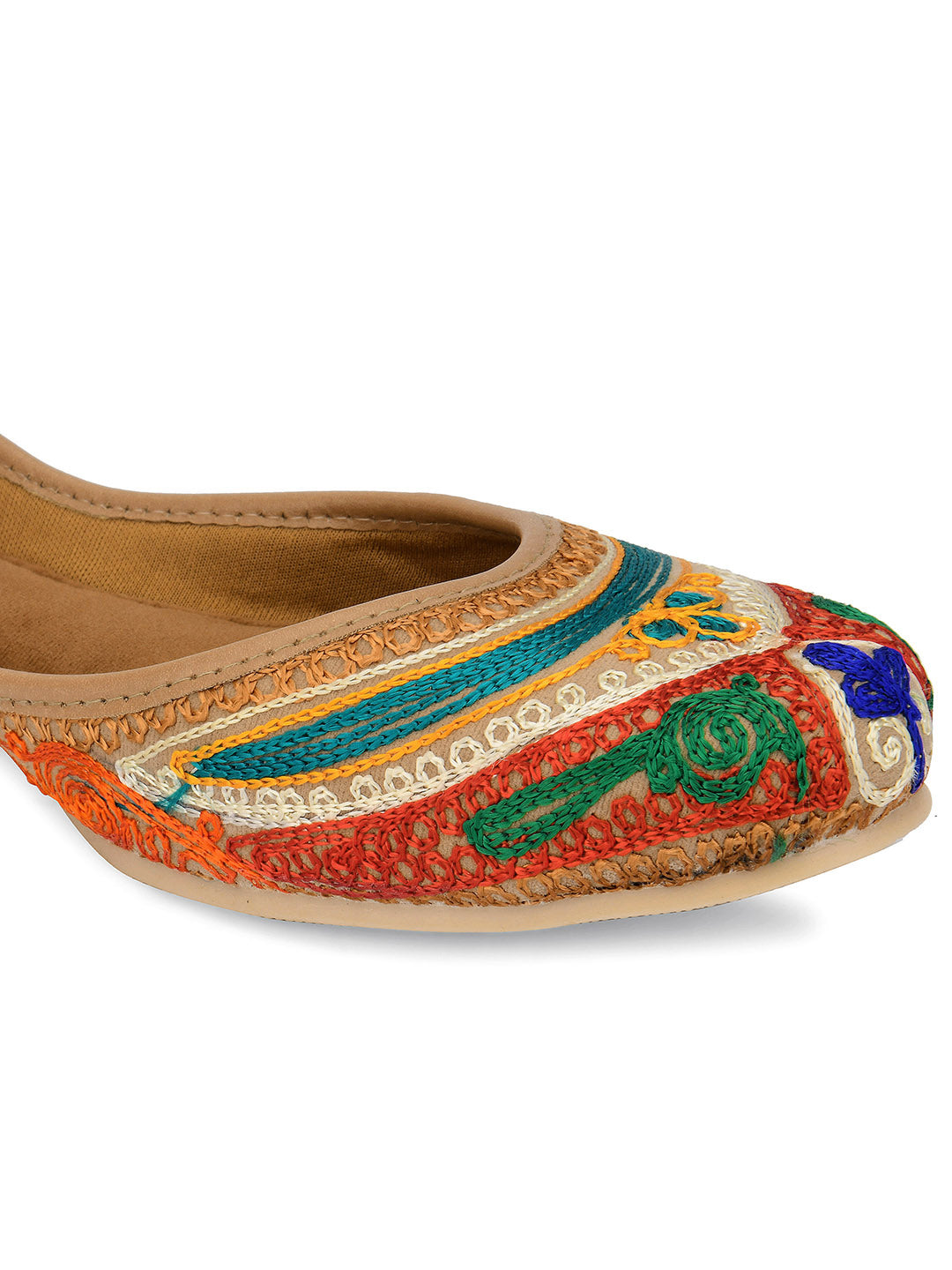 DESI COLOUR Women Multicoloured Embroidered Ethnic Mojaris