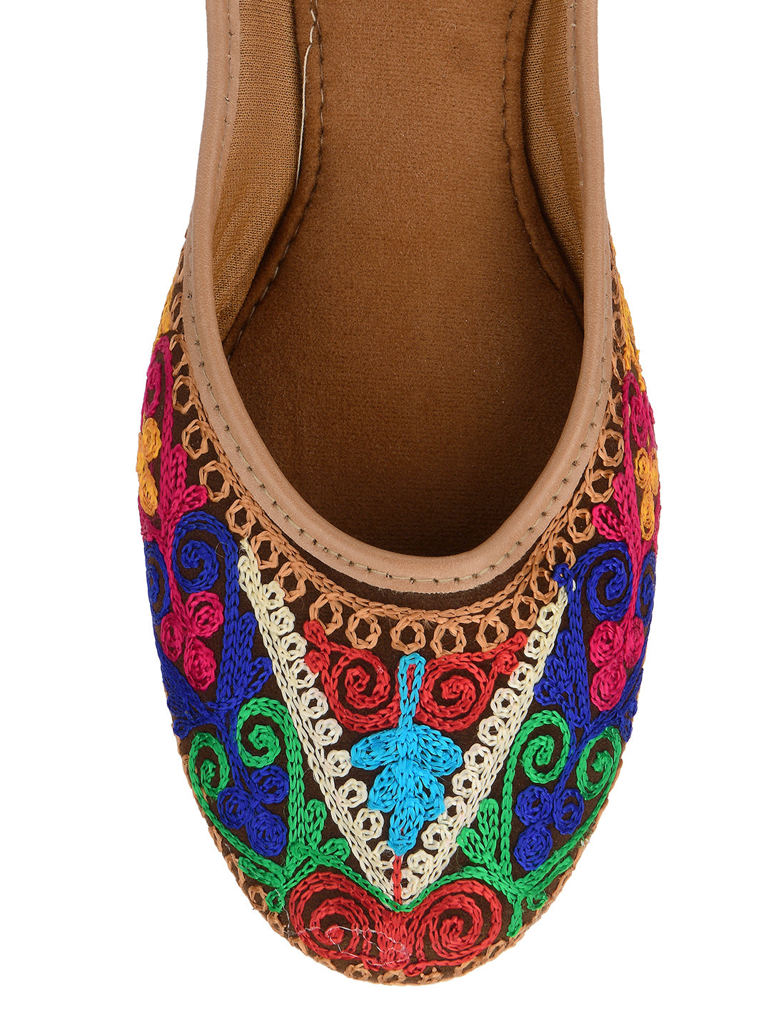 DESI COLOUR Women Multicoloured Hand Embroidered Ethnic Mojaris