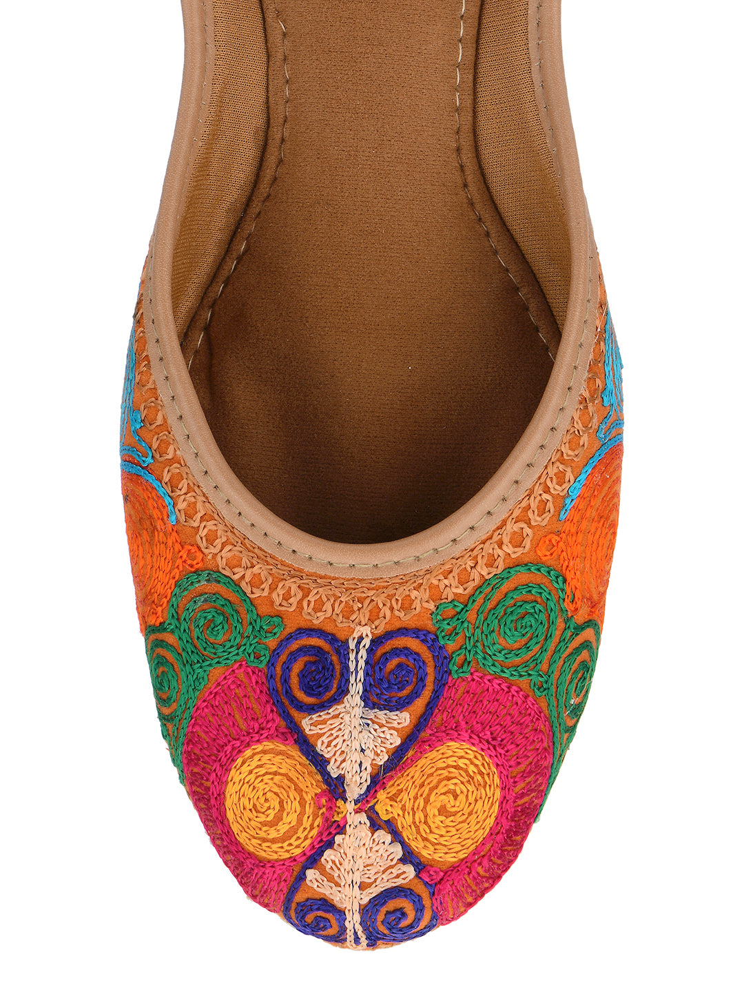 DESI COLOUR Women Multicoloured Embroidered Ethnic Mojaris Flats