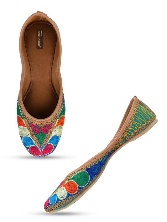 DESI COLOUR Women Multicoloured Ethnic Ballerinas Flats