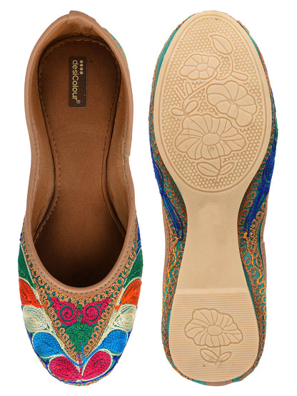 DESI COLOUR Women Multicoloured Ethnic Ballerinas Flats
