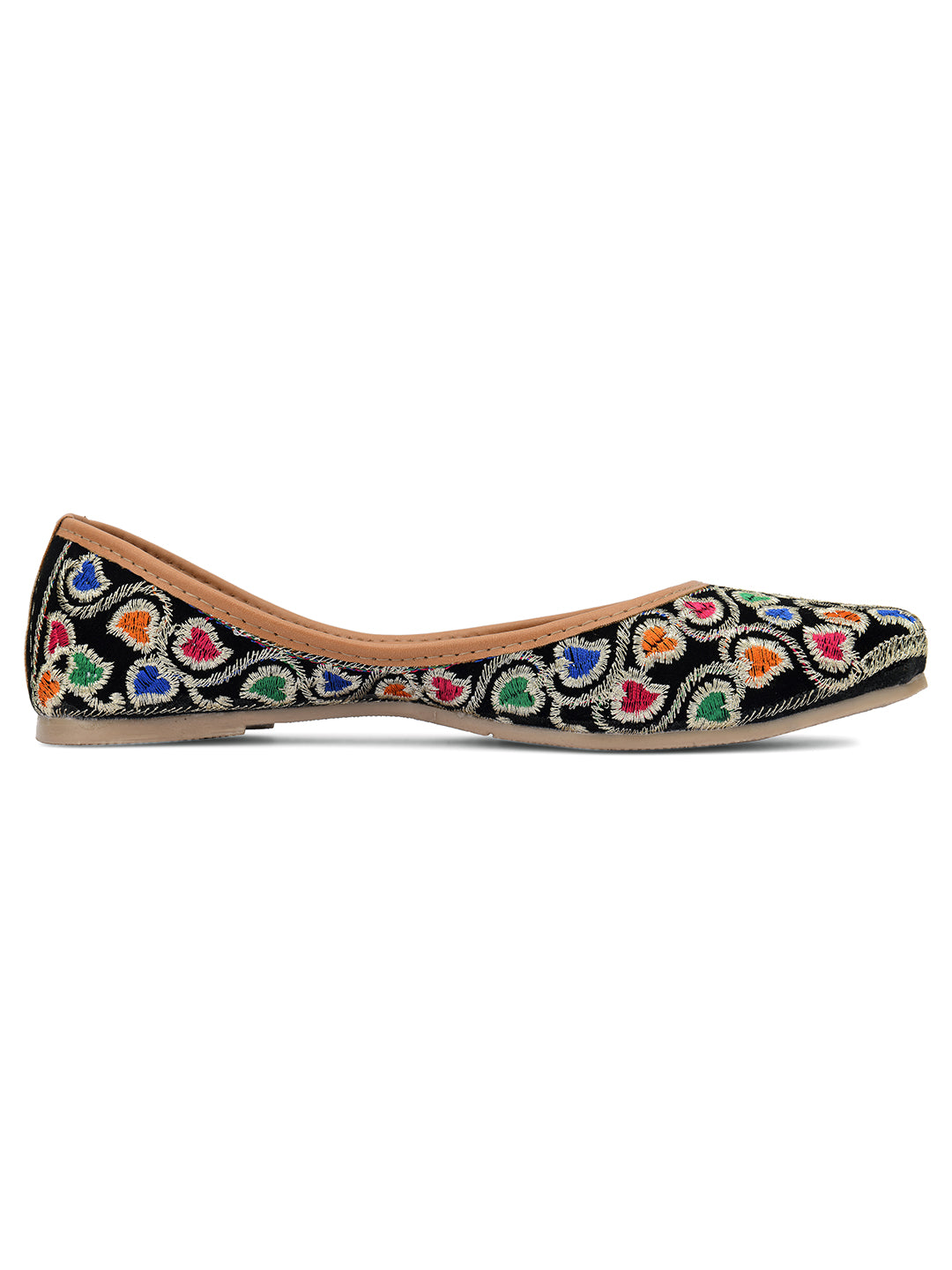 DESI COLOUR Women Black Ethnic Mojaris Flats