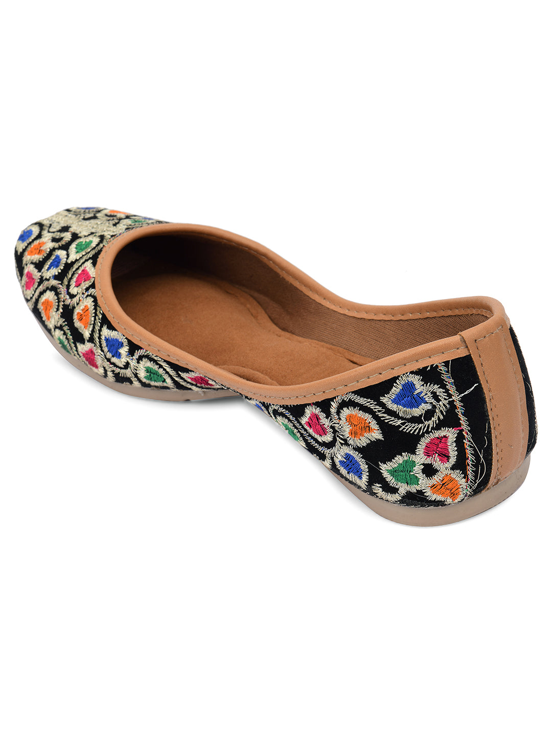 DESI COLOUR Women Black Ethnic Mojaris Flats
