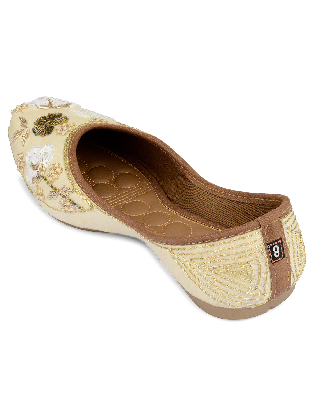 DESI COLOUR Women Off White Ethnic Mojaris Flats