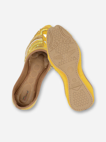 DESI COLOUR Women Yellow Ethnic Ballerinas Flats