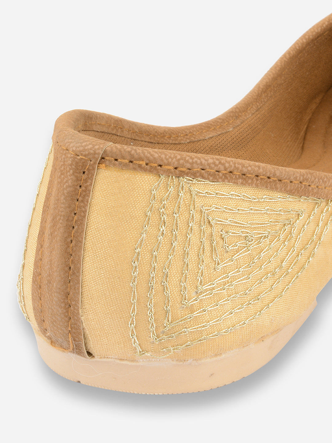 DESI COLOUR Women Gold-Toned Embellished Mojaris