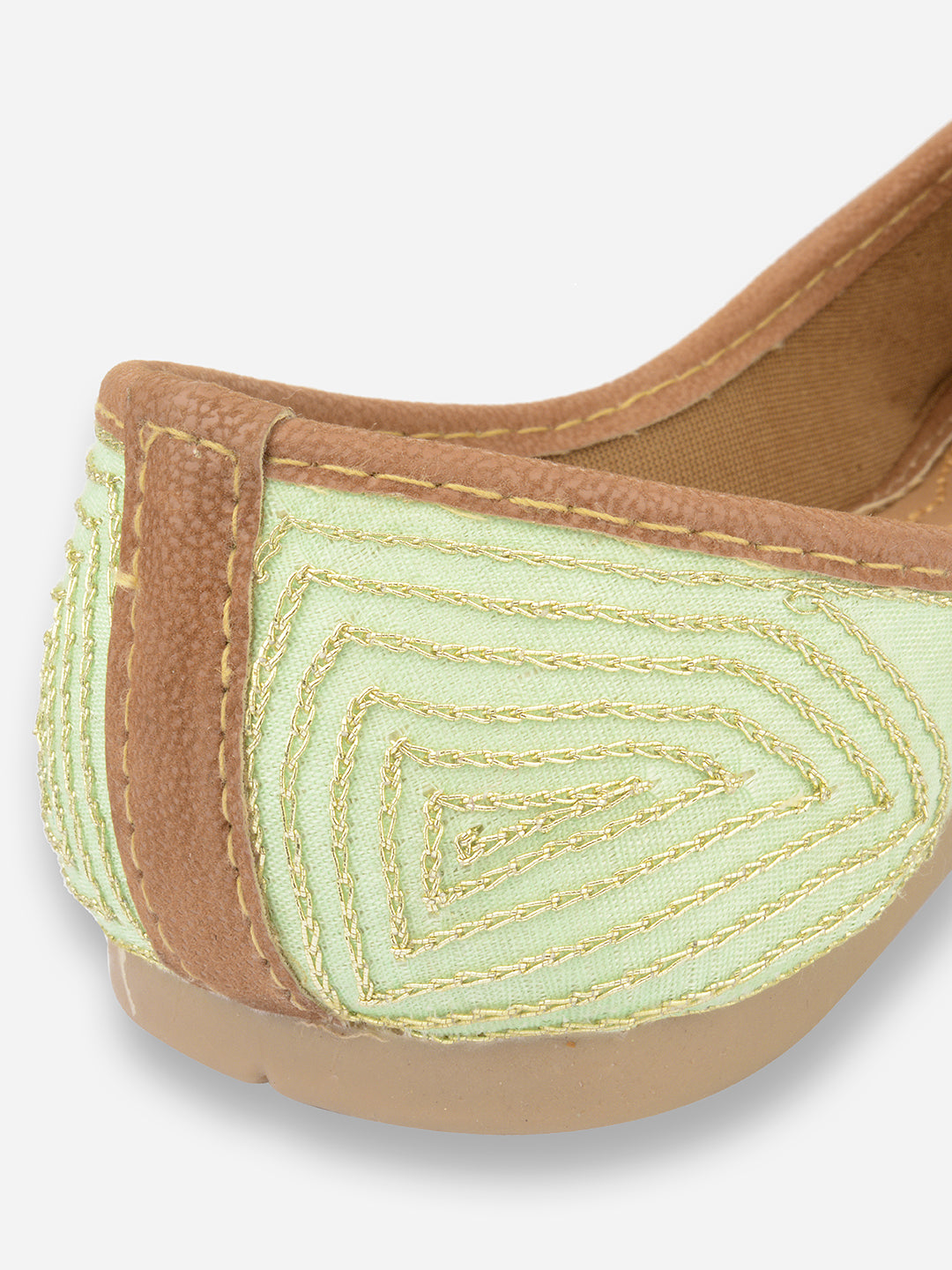 DESI COLOUR Women Sea Green Ethnic Mojaris with Laser Cuts Flats
