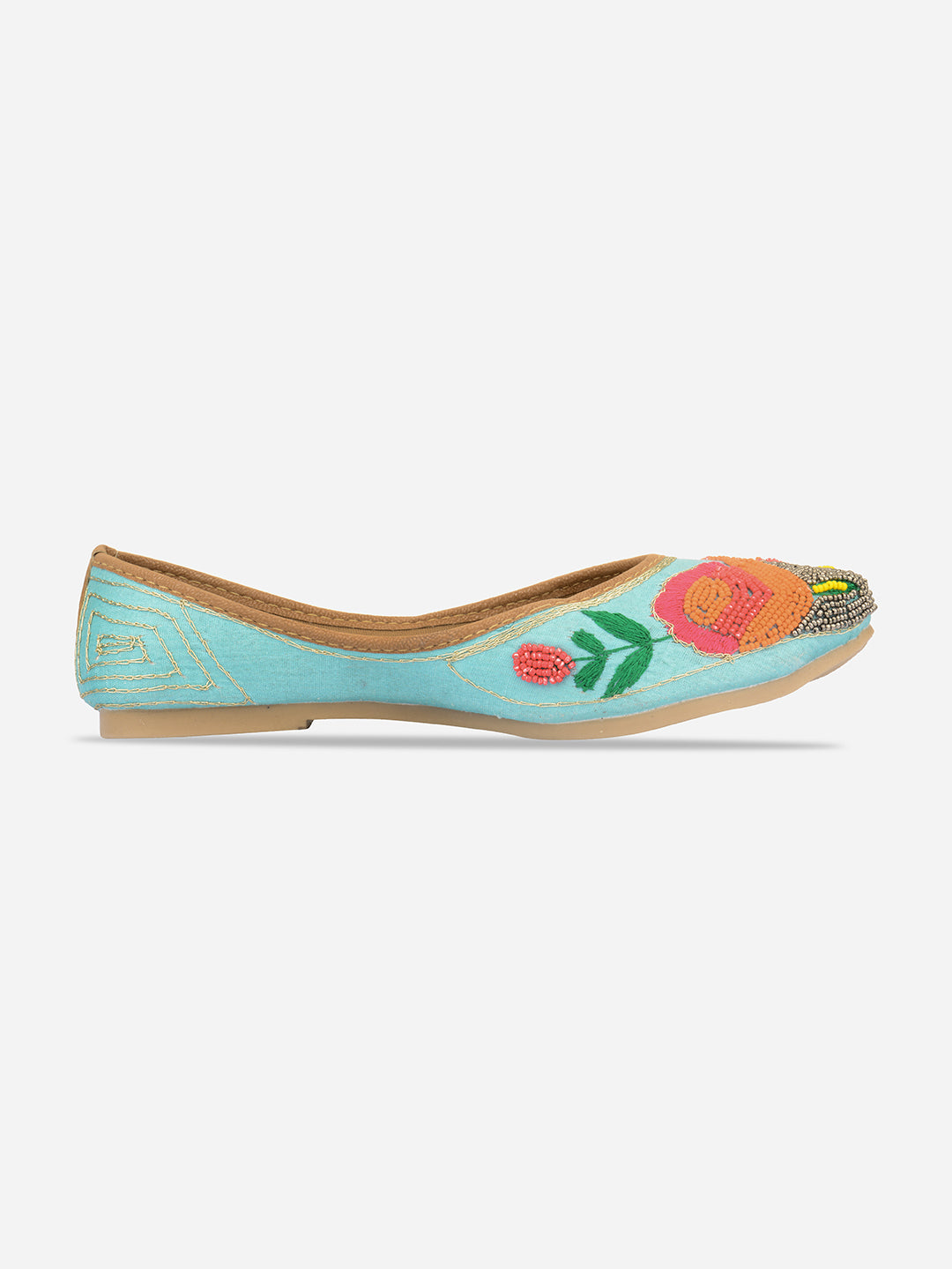 DESI COLOUR Women Blue Ethnic Mojaris Flats