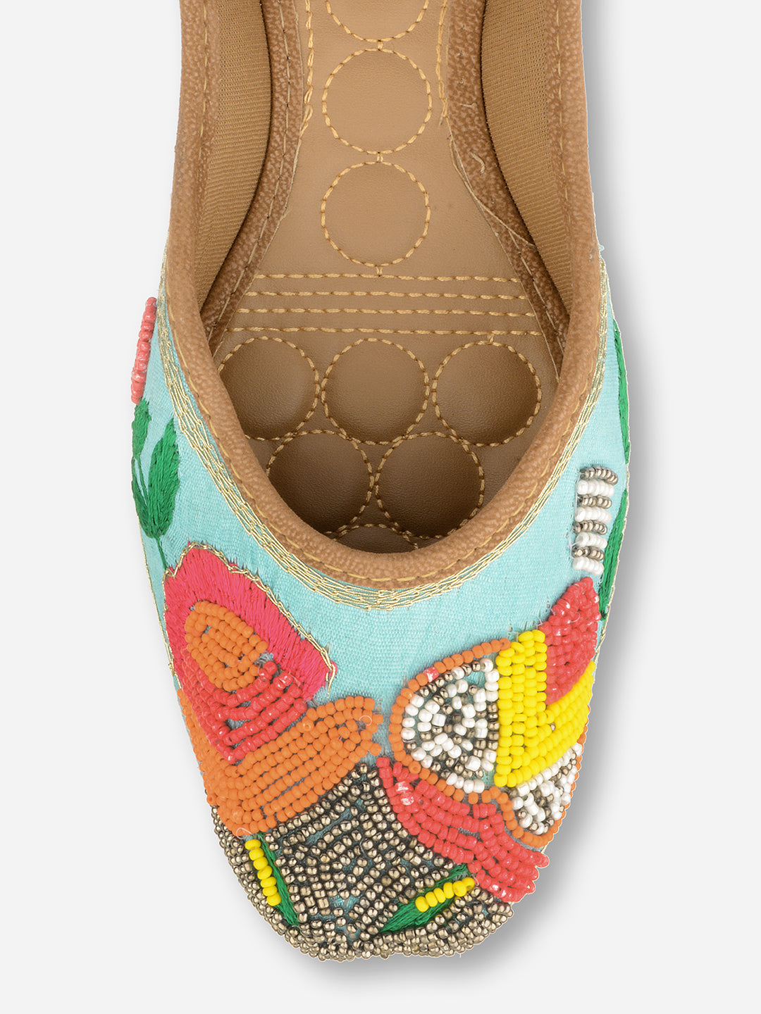 DESI COLOUR Women Blue Ethnic Mojaris Flats