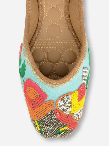 DESI COLOUR Women Blue Ethnic Mojaris Flats