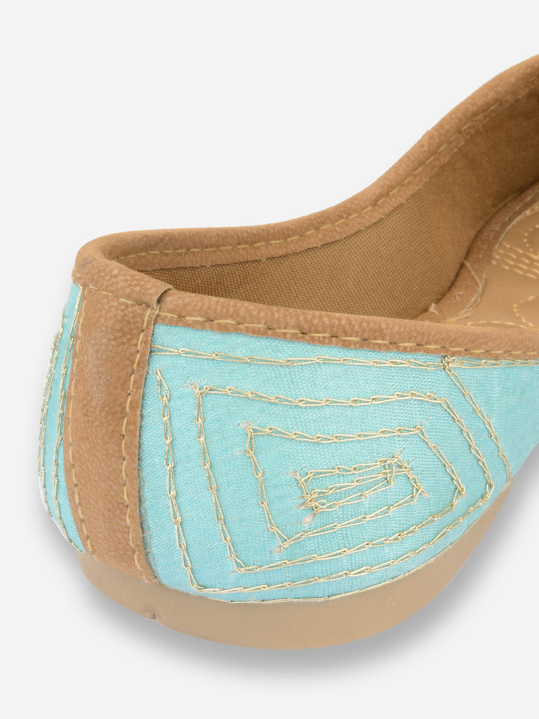 DESI COLOUR Women Blue Ethnic Mojaris Flats