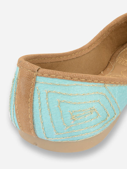 DESI COLOUR Women Blue Ethnic Mojaris Flats