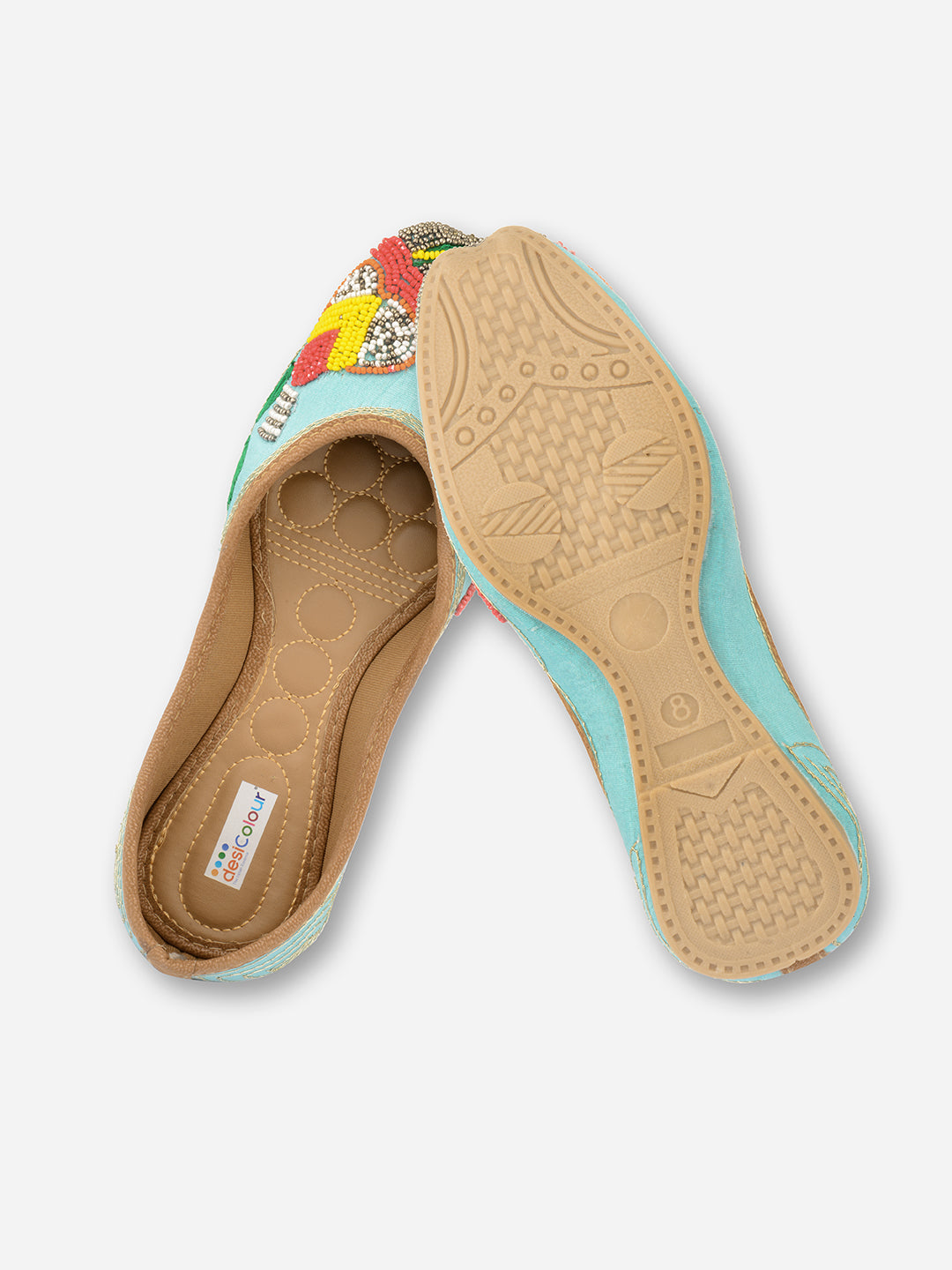 DESI COLOUR Women Blue Ethnic Mojaris Flats