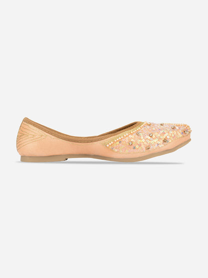 DESI COLOUR Women Pink Embellished Ballerinas Flats