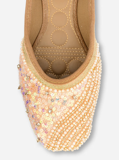 DESI COLOUR Women Pink Embellished Ballerinas Flats
