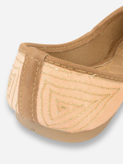 DESI COLOUR Women Peach-Coloured Embellished Mojaris