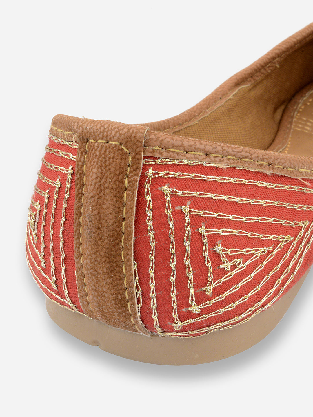 DESI COLOUR Women Red Ethnic Mojaris Flats