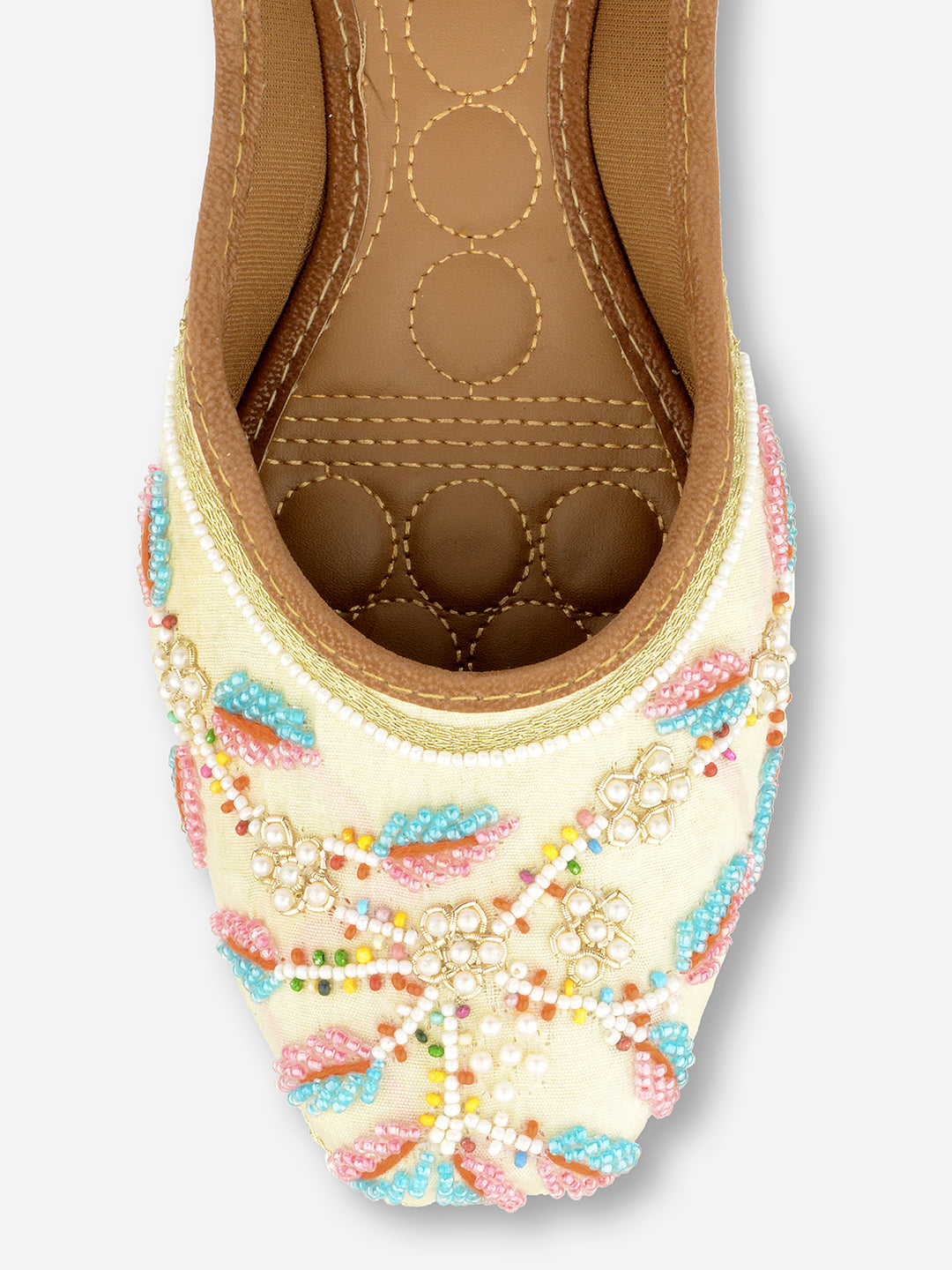 DESI COLOUR Women White Ethnic Ballerinas Flats