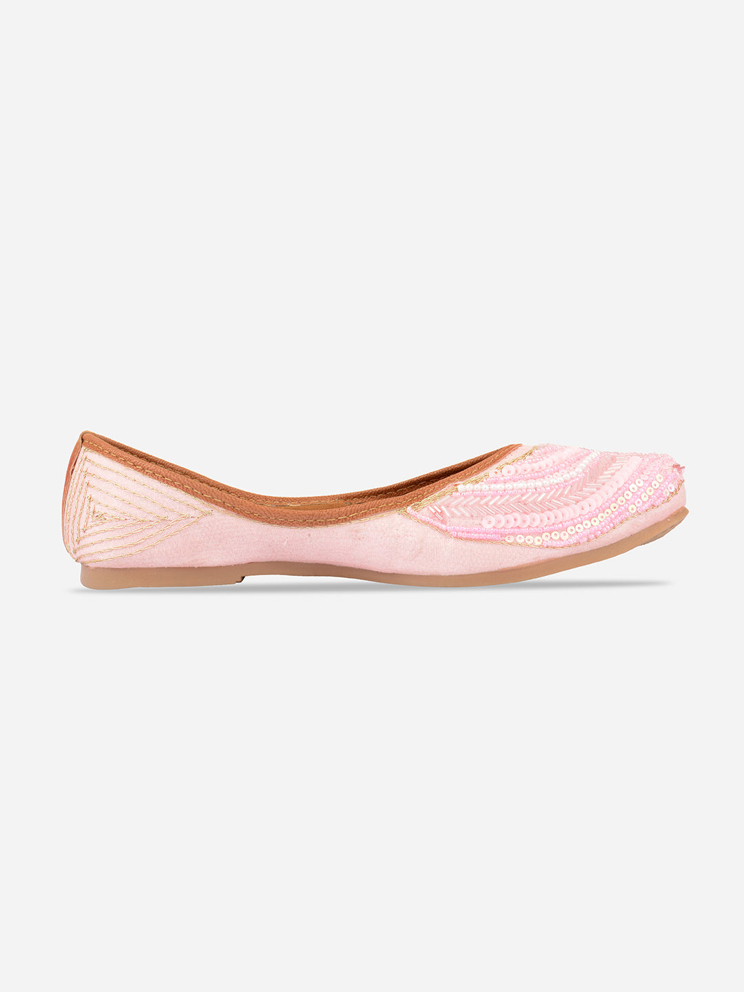 DESI COLOUR Women Pink Ethnic Ballerinas with Laser Cuts Flats