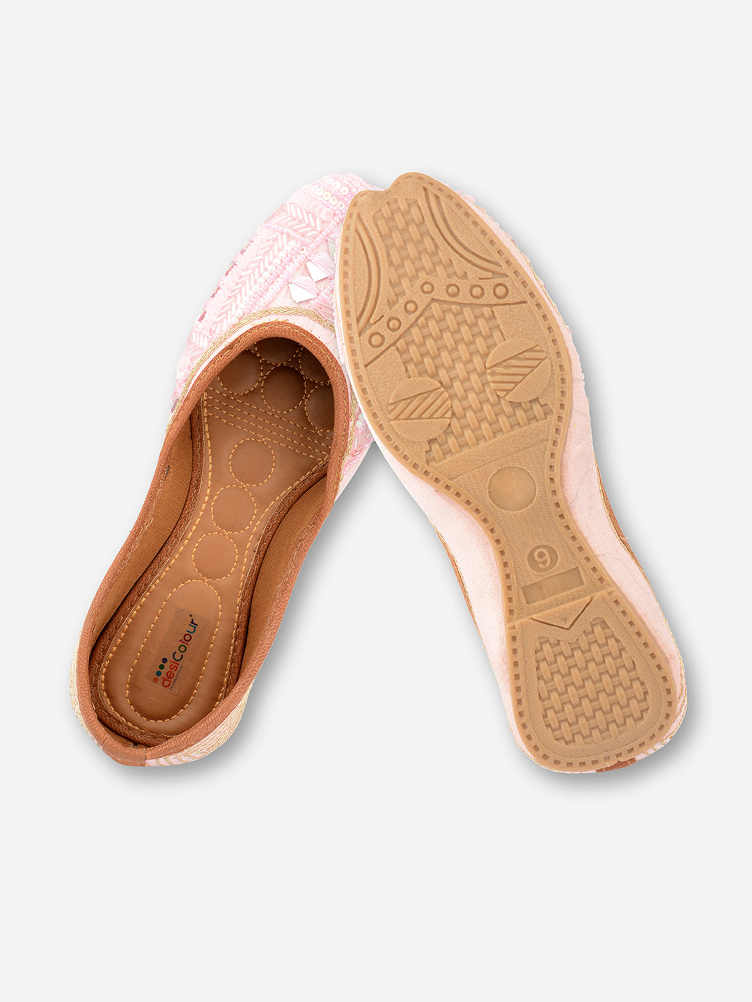 DESI COLOUR Women Pink Ethnic Ballerinas with Laser Cuts Flats