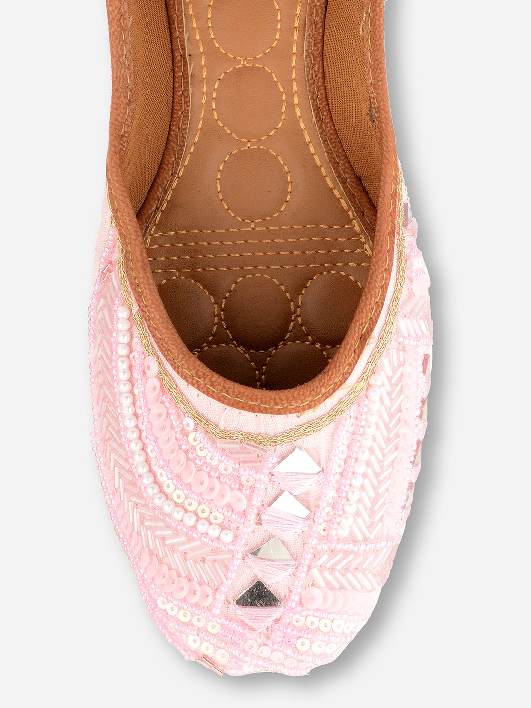 DESI COLOUR Women Pink Ethnic Ballerinas with Laser Cuts Flats