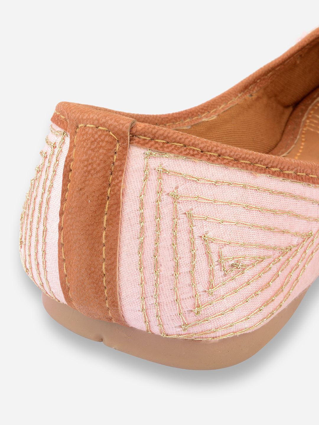 DESI COLOUR Women Pink Ethnic Ballerinas with Laser Cuts Flats