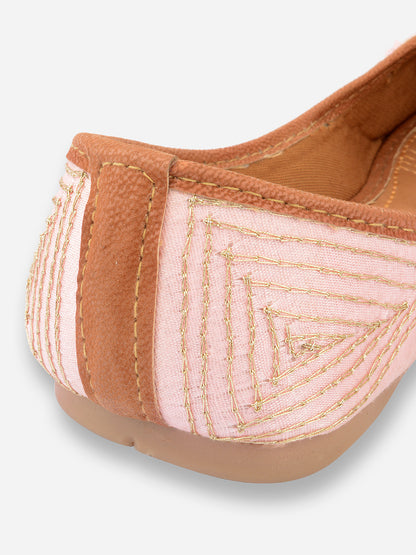 DESI COLOUR Women Pink Ethnic Ballerinas with Laser Cuts Flats