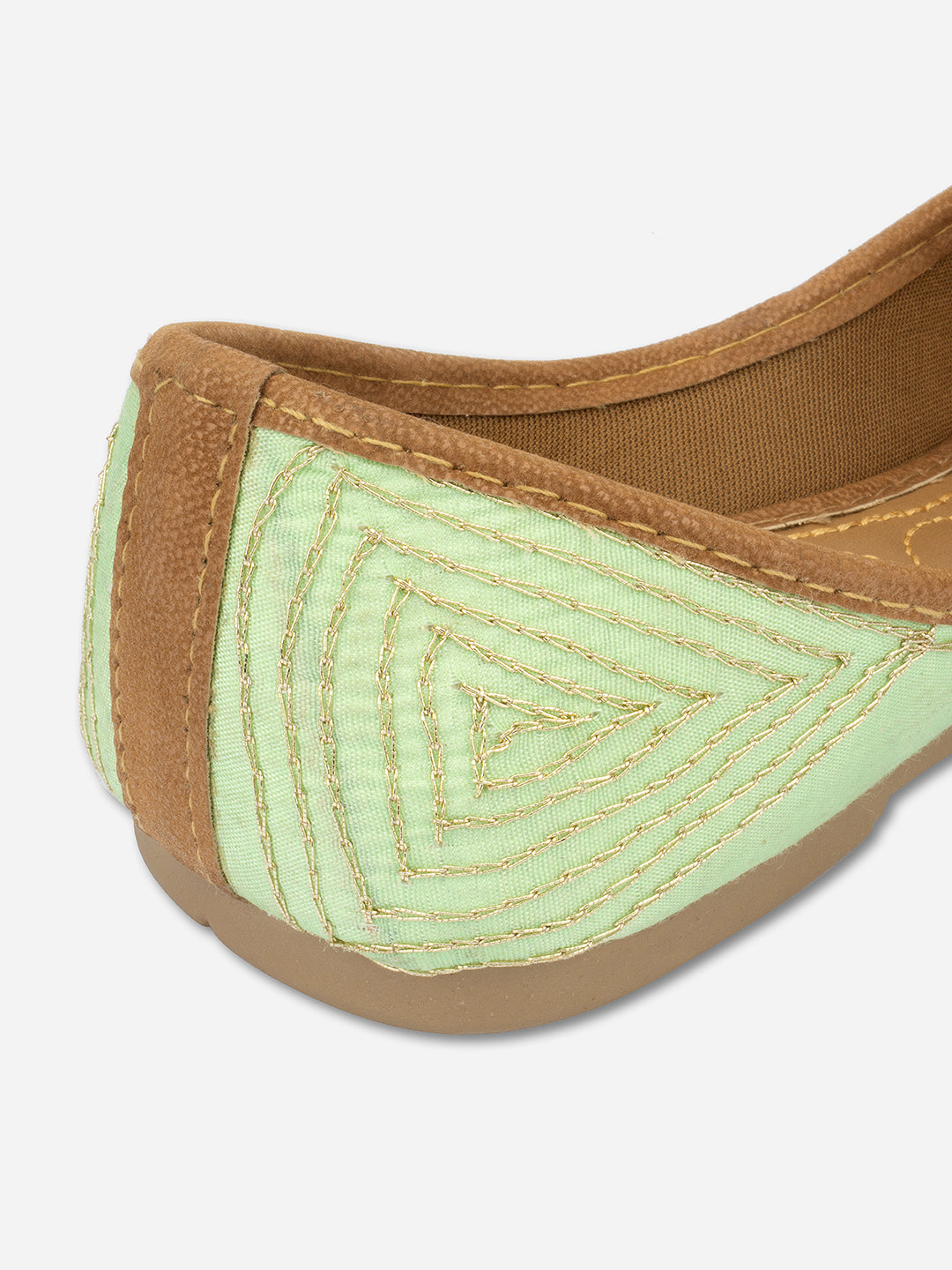 DESI COLOUR Women Sea Green Ethnic Embroidered Mojaris